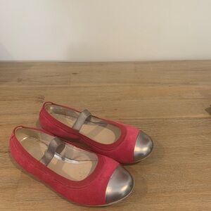Clarks Kids Red and Silver Dress Shoes